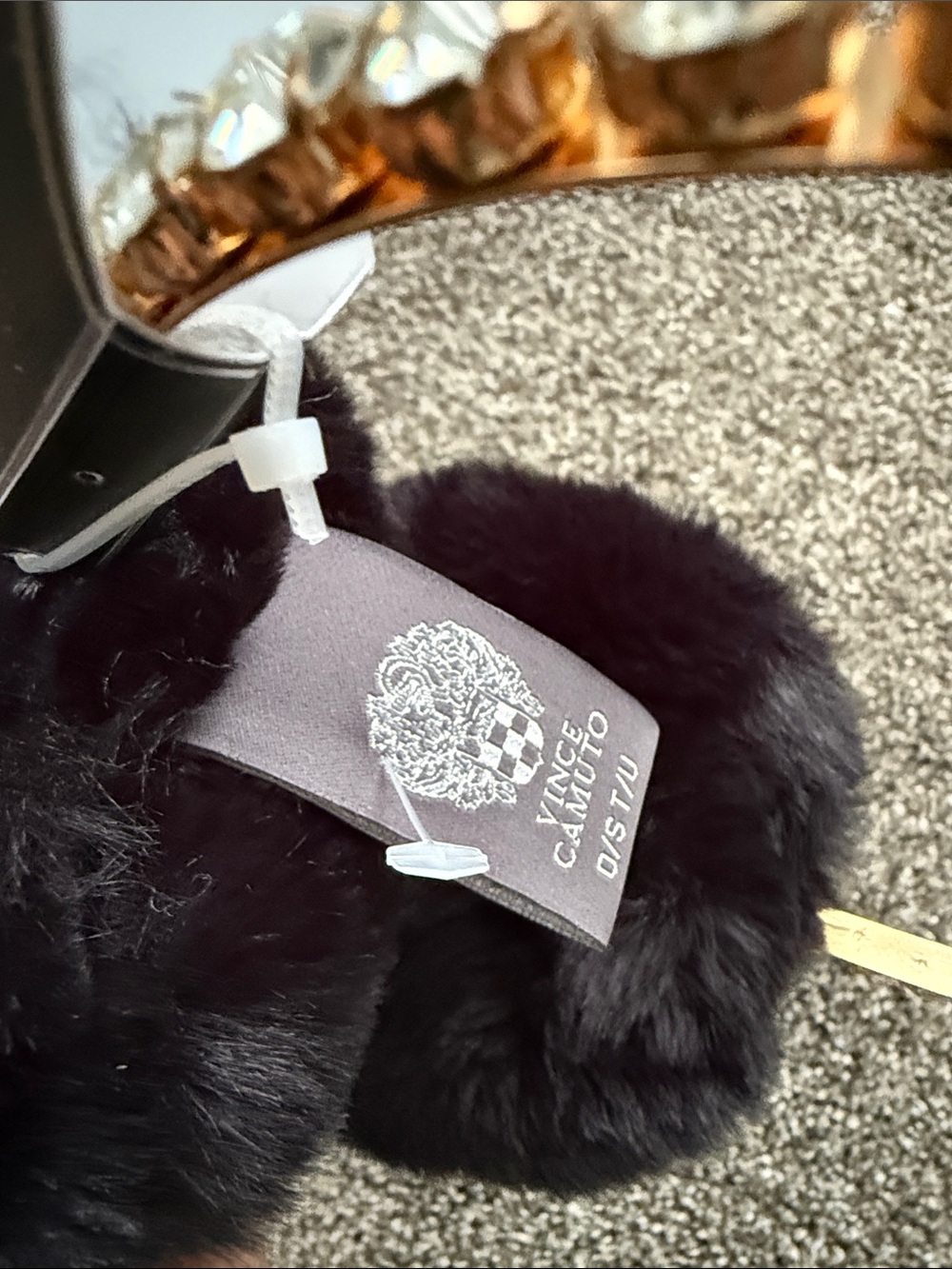 Vince Camuto Gold Crystal Headband with Black Faux Fur Earmuffs - Picture 8 of 14